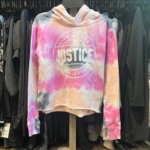 Girls Hoodie From the Justice Store! Pastel Tie-Dye, Frayed Bottom Sz 10